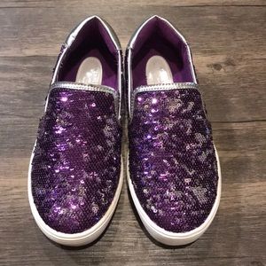 Kenneth Cole Purple-Silver Sequin Slip Ons